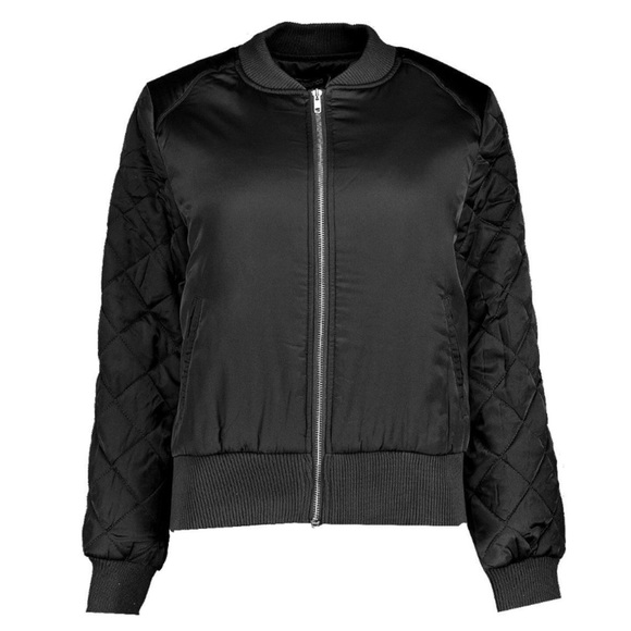 🎉HP🎉 Satin Bomber Jacket with Quilted Sleeves - Picture 2 of 4