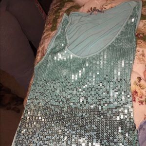 Blue glitter tank top