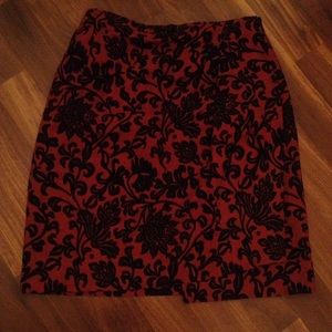 Black and Rust Cotton/Linen Blend Wrap Skirt