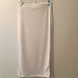 Forever 21 White/Cream Knit Midi Pencil Skirt