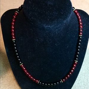 Painted stone bead necklace