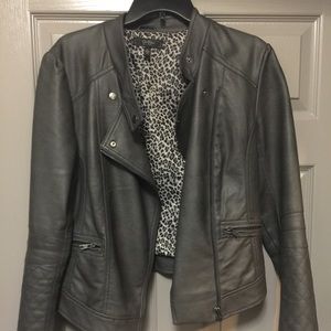 Jessica Simpson gray faux leather jacket