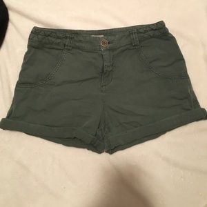 Olive green jean shorts