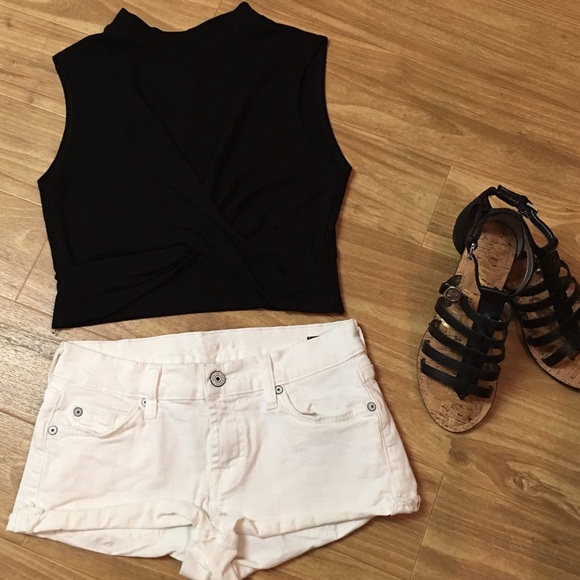 7 For All Mankind White Jean Shorts