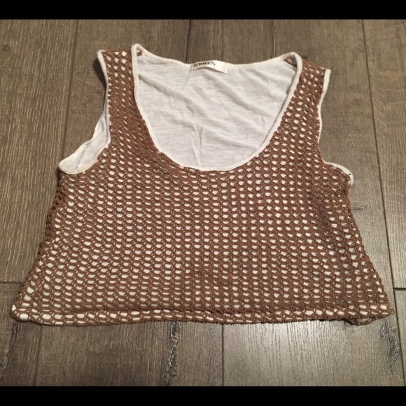 white & beige crop tank