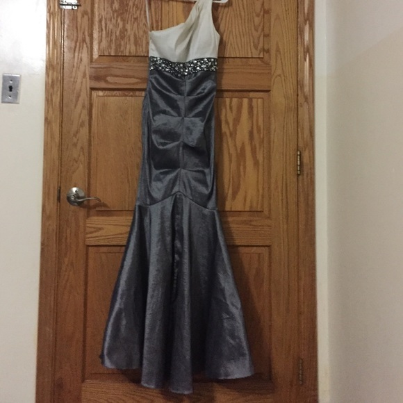 White and metallic silver mermaid dress