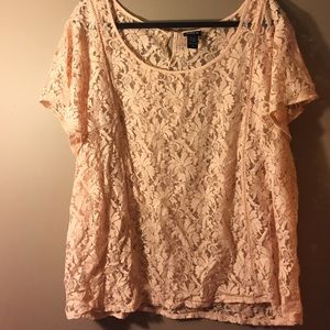 Torrid Baby Pink Lace Top - Size 4