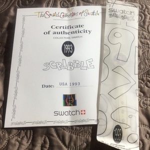 SWATCH WATCH SCRIBBLE WITH CERTIFICATE
