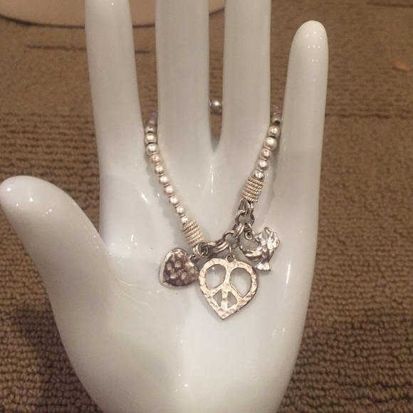 Silver Stretchy Three-Charm Bracelet