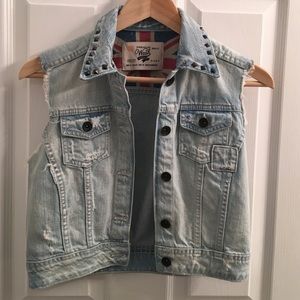 ZARA TRF distressed denim vest