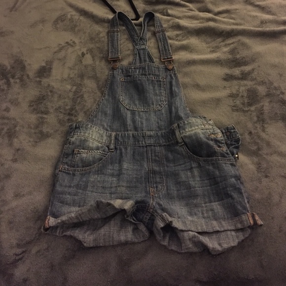 Denim short overalls