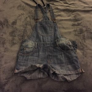 Denim short overalls