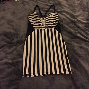 Striped front zip dress