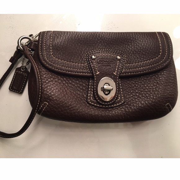 Coach dark brown Wristlet