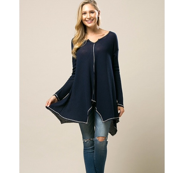 🍂Navy Handkerchief Hem Tunic - Picture 3 of 4