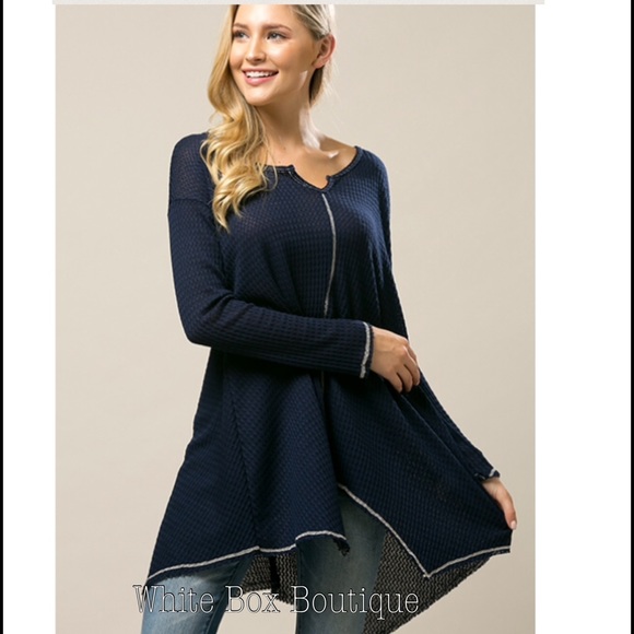 🍂Navy Handkerchief Hem Tunic - Picture 4 of 4
