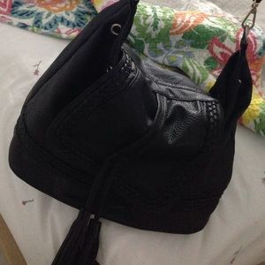 Good leather black long string purse 💖