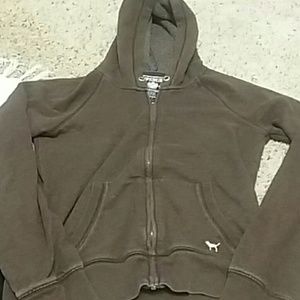 PINK VS Brown zip-up hooded sweatshirt