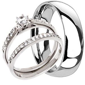 His and her's wedding band set