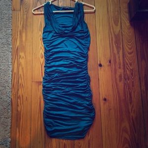 Formal teal rouched dress