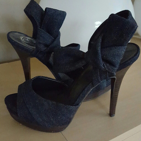 NEVER WORN Jessica Simpson Denim Open-Toe Heels