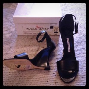 SOLD     Manolo Blahnik black calf leather