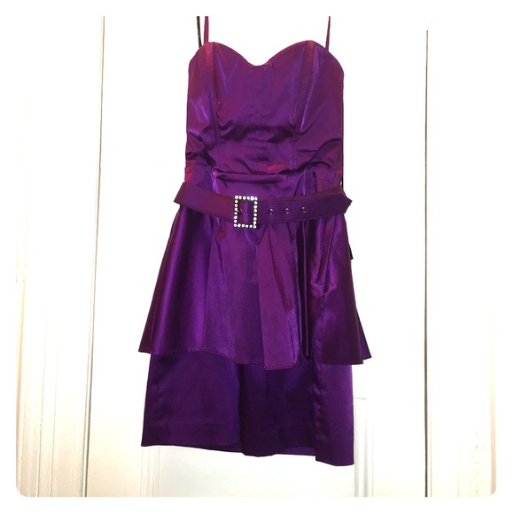 Bebe purple peplum dress with belt