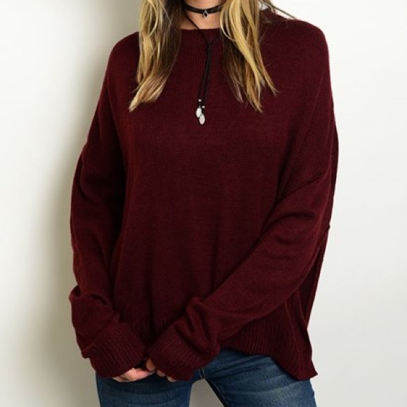 ✳️SALE✳️Wine Boyfriend Pullover Sweater - Picture 2 of 4