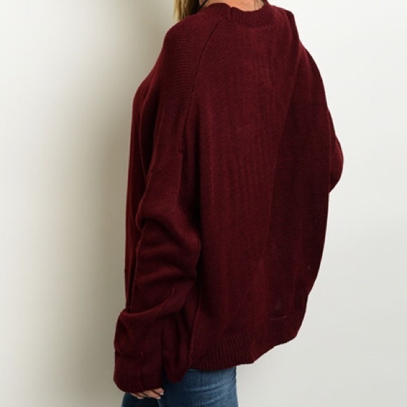 ✳️SALE✳️Wine Boyfriend Pullover Sweater - Picture 3 of 4