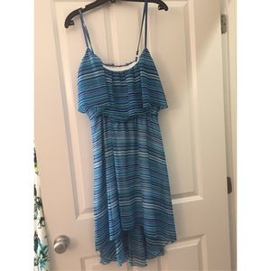 High low blue stripped dress