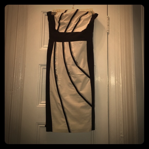 Karen Millen black and white zipper dress