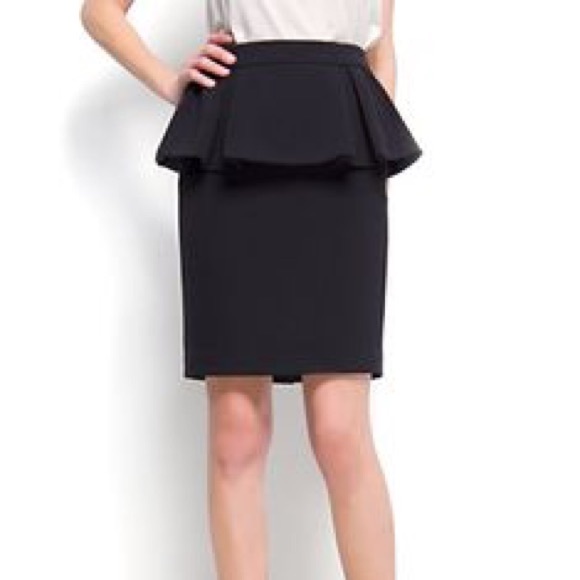 BLACK PEPLUM PENCIL SKIRT