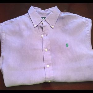R L Polo classic purple linen short sleeve