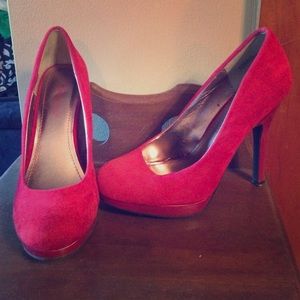 Velvet red heels. Worn once. Perfect condition.