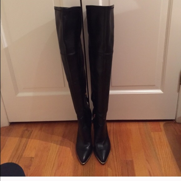 Faux leather over the knee guess black guess boots