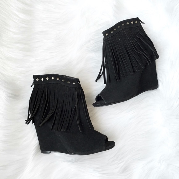 Steve Madden Shoes - Black Suede Wedge Bootie