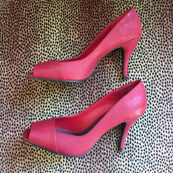Red Peep-Toe Heels - Picture 2 of 4