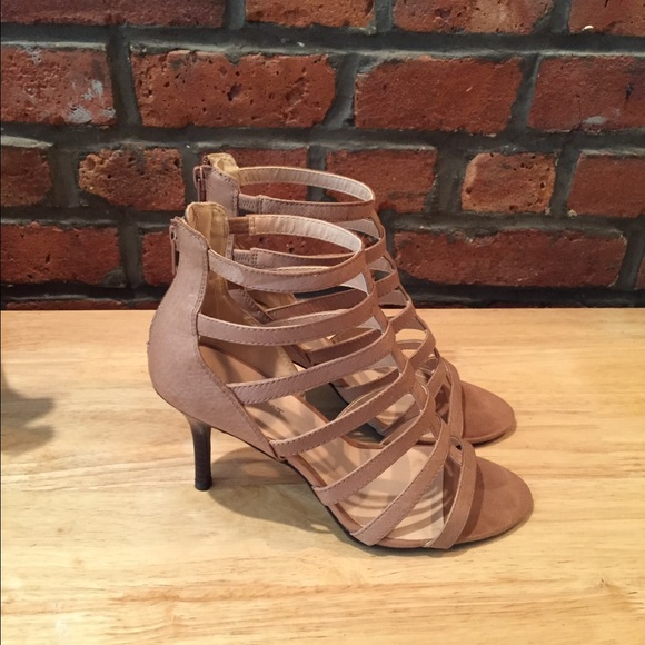 Nine West nude cage pumps