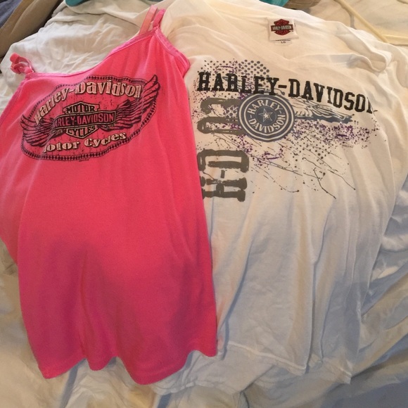 2-Harley davidson womens large tshirt and tank top