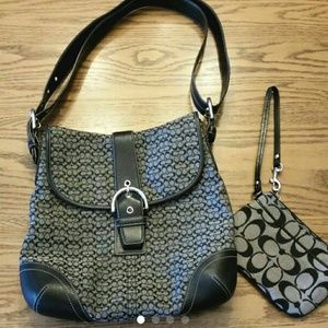 Coach shoulder or crossbody purse & wristlet