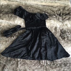 Zara TRF Collection Black One Shoulder Dress sz S