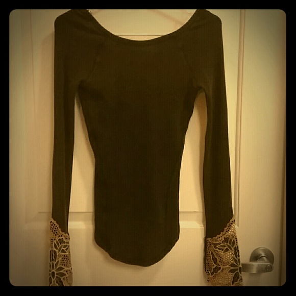 Free People long sleeve low back brown shirt