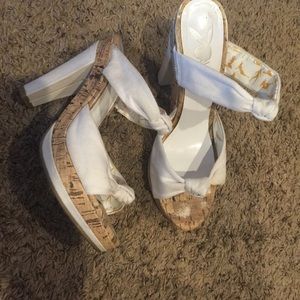 White canvas and cork slides