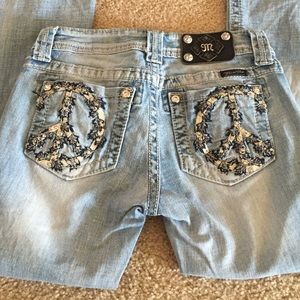 Miss Me Jeans Size 26 Peace Signs Flare