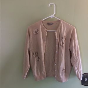 Vintage cashmere cardigan with flower detail