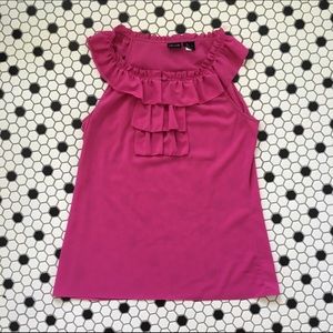 Hot pink ruffle tank blouse