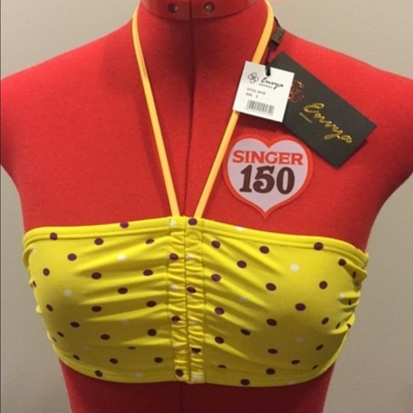 Envya yellow polka dot bikini top