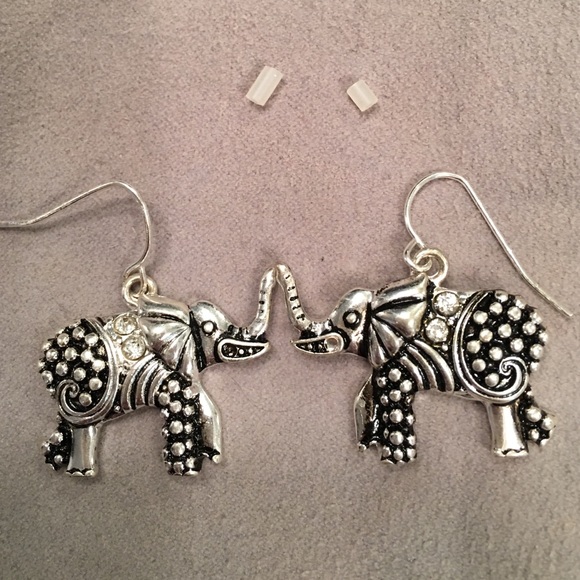 ALABAMA FANS Elephant Pierced Earrings silver/blck - Picture 2 of 4