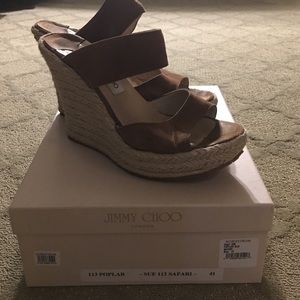 Jimmy choo poplar sue platform wedge espadrilles