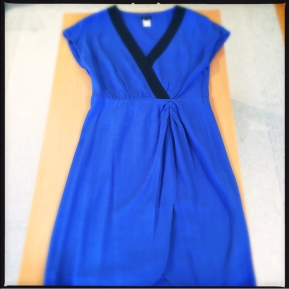 JCrew Royal Blue Faux Wrap Dress EUC